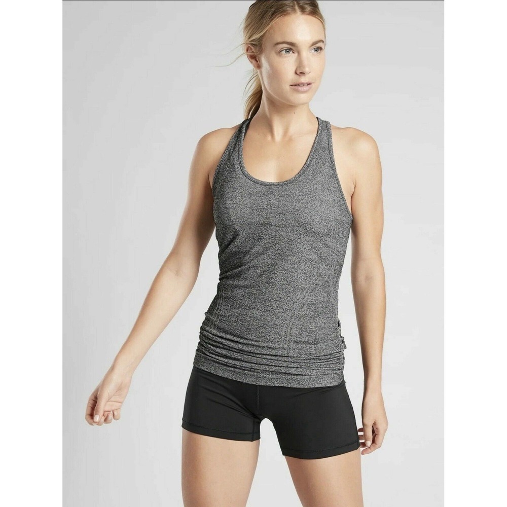 Athleta Speedlight Heather Tank Women's XS Gray Ruched Racerback #180189 Workout
